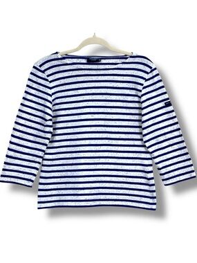 Saint James Galathee Breton Stripe Rainbow Nep Boat Neck 3/4 Sleeve Top US 6